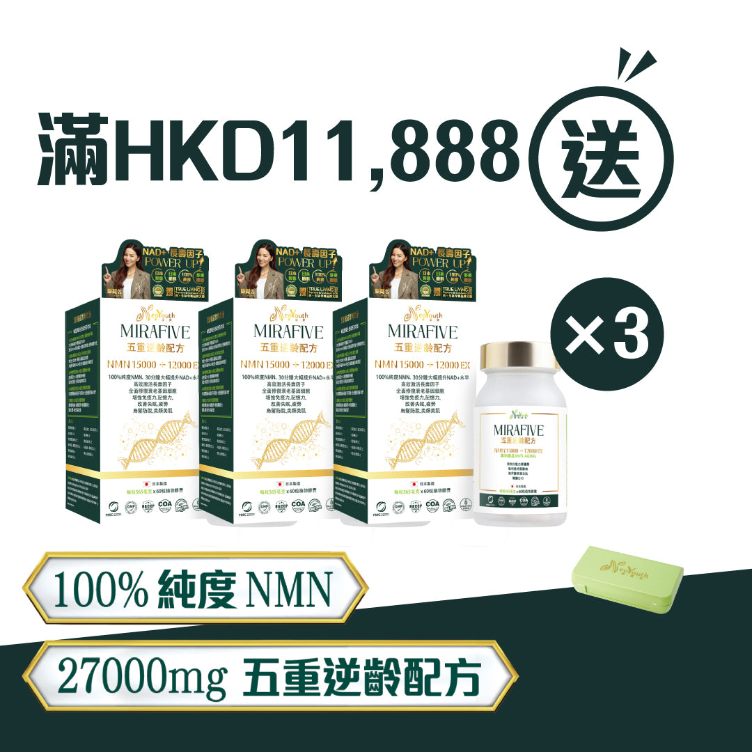滿$11,888,即送五重逆齡配方60粒X3樽價值$6,864