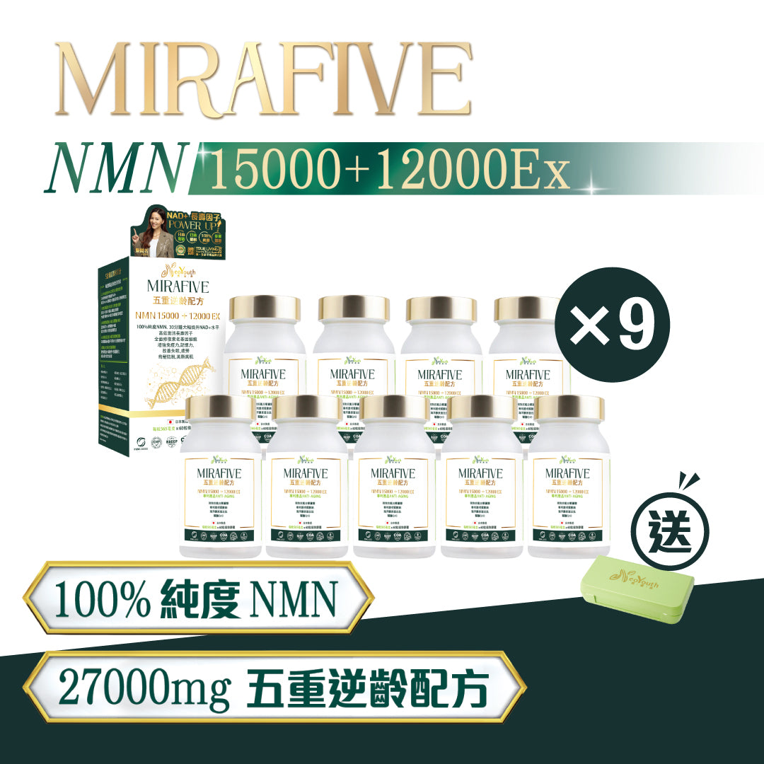 日本NeoYouth美康萊Mirafive NMN15,000 +12,000Ex五重逆齡配方 60粒/樽