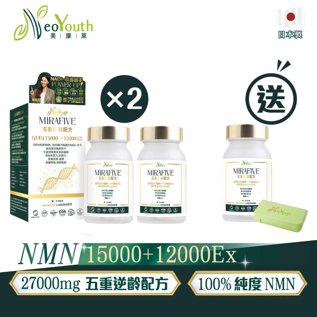 日本NeoYouth美康萊NMN15,000mg                                                           +12,000Ex五重逆齡配方