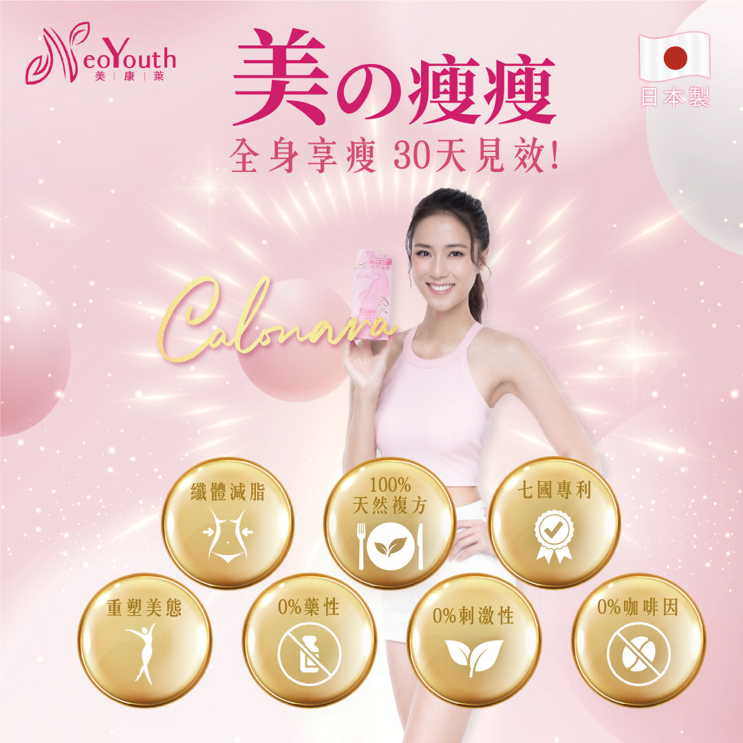日本NeoYouth美康萊 Calonara 美の瘦瘦       革命性升級消脂減重配方56片/樽