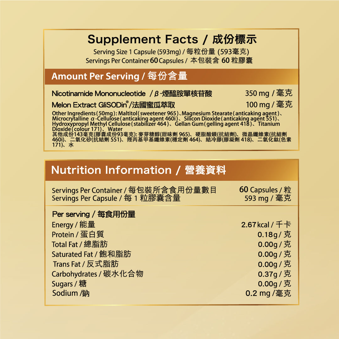 日本NeoYouth美康萊 Everest 頂級王者 NMN 21,000mg + GliSODin®️ 6,000mg專利逆齡配方60粒/樽