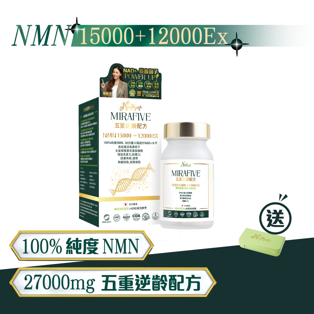 日本NeoYouth美康萊NMN15,000mg                                                           +12,000Ex五重逆齡配方