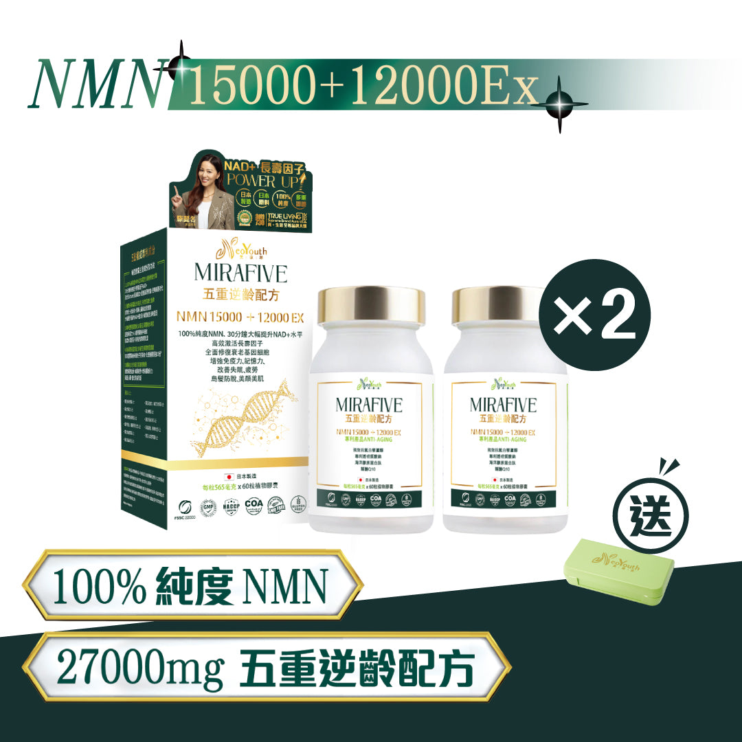 日本NeoYouth美康萊NMN15,000mg                                                           +12,000Ex五重逆齡配方